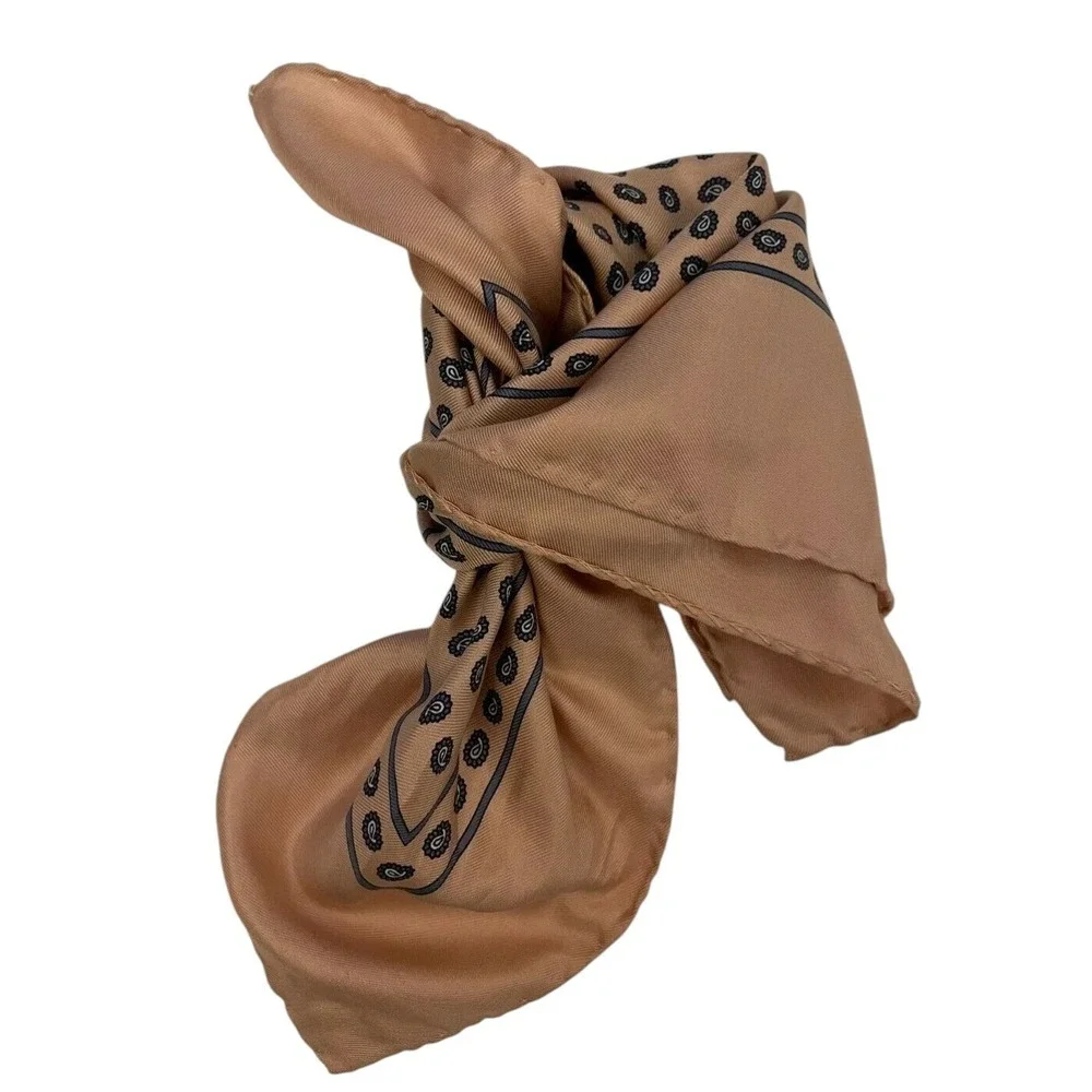 Robert Talbott Womens‎ Square Finest Silk Scarf Hand Printed Pink Paisley Italy